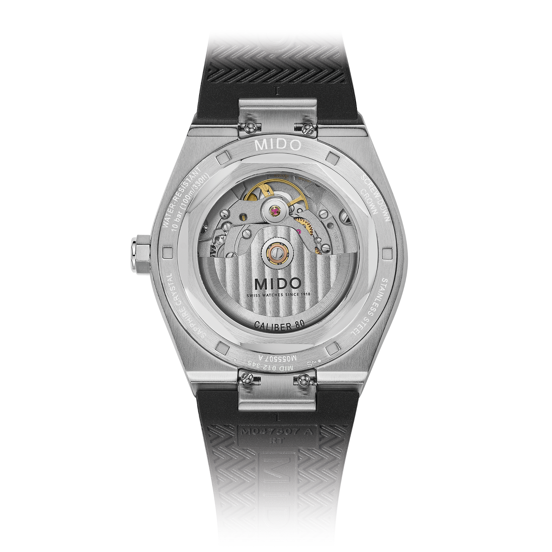 MIDO Multifort 8 One Crown black dial stainless steel watch with integrated bracelet - 38.4 X 40mm - M0555071105100