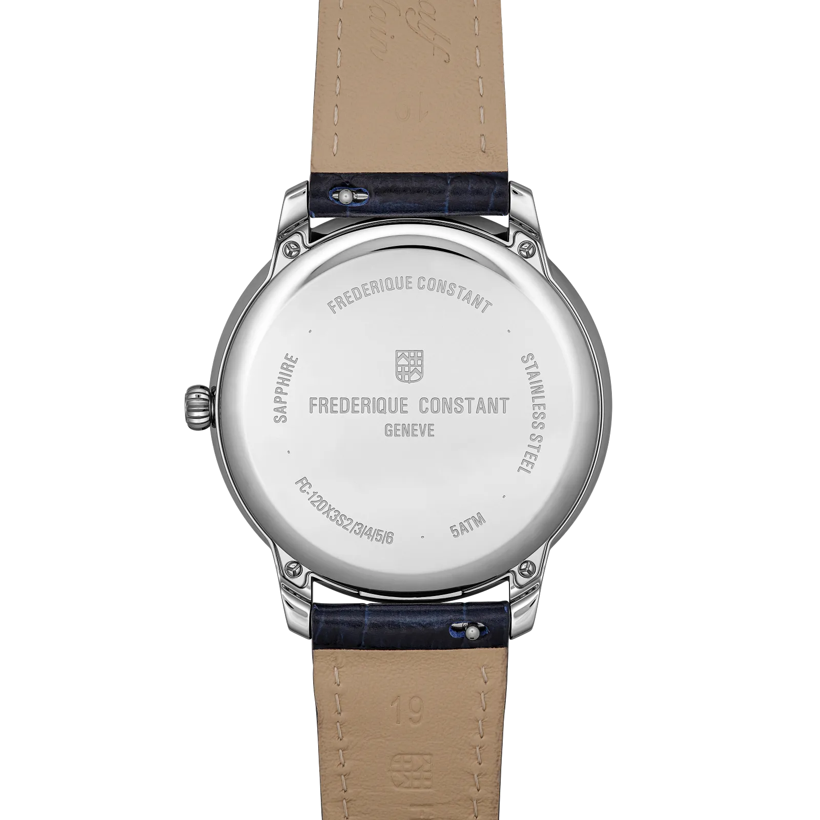 Back view of Frederique Constant Classics Moneta Solarmetre Light Blue FC-120LB3S6