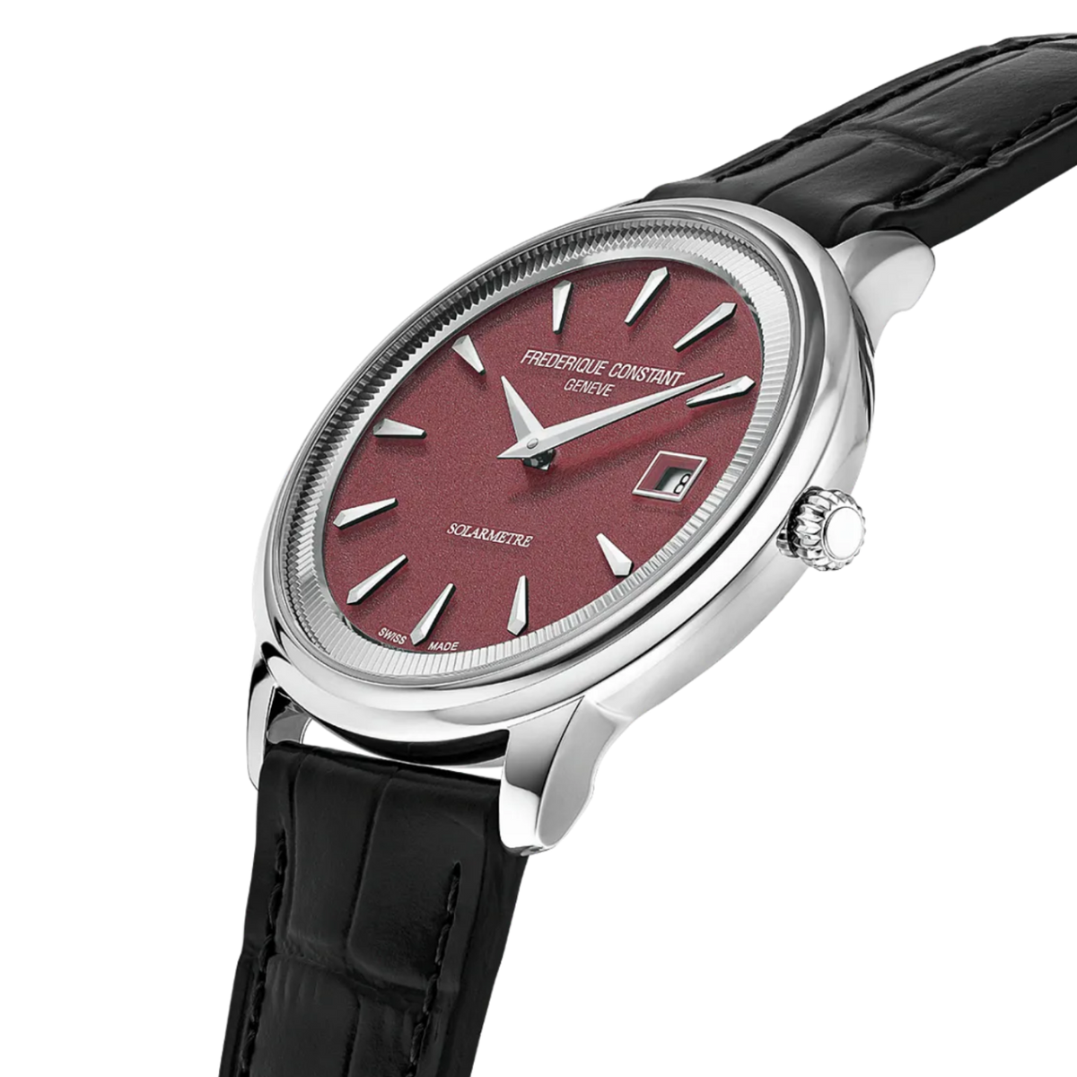 Frederique Constant Classics Moneta Solarmetre Burgundy FC-120BRG3S6 dial close up