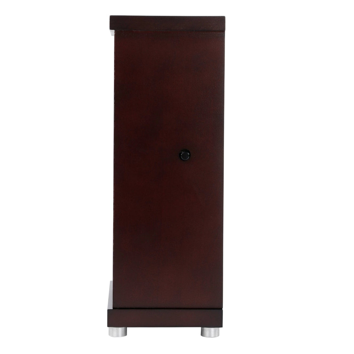 Seiko Dark Brown/Blue Wood with Foil 18 Melodies Musical Mantel Clock QXW251BLH side view