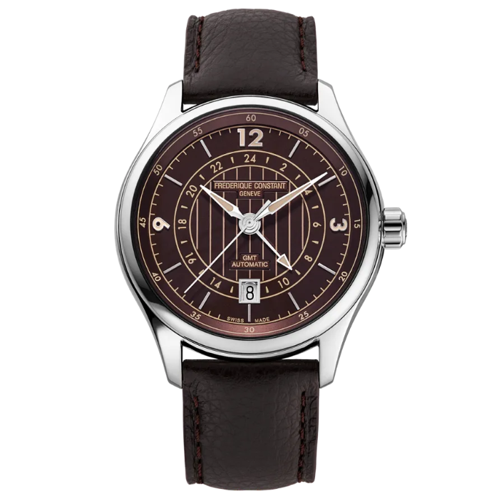 Frederique Constant Classics Runabout Automatic GMT Brown 42mm FC350RBR5B6 front view