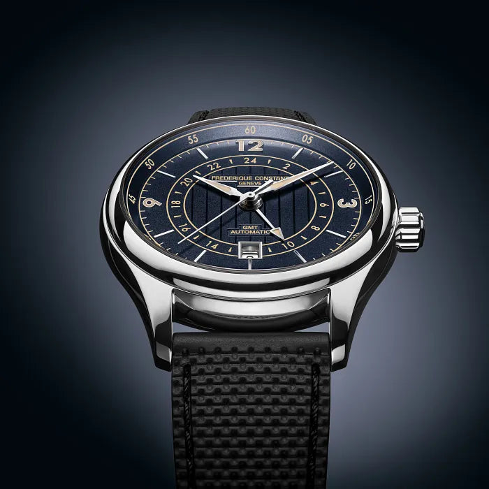 Frederique Constant Limited Edition Classics Runabout Automatic GMT Navy 42mm FC350RN5B6 dial product shot