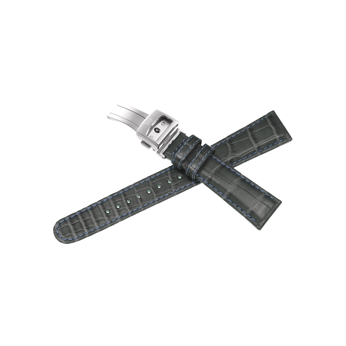 Complimentary Dark Grey Alligator Strap with Stainless Steel Folding Buckle