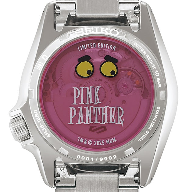 Back Case of Pink Panther edition Seiko 5 Sports watch