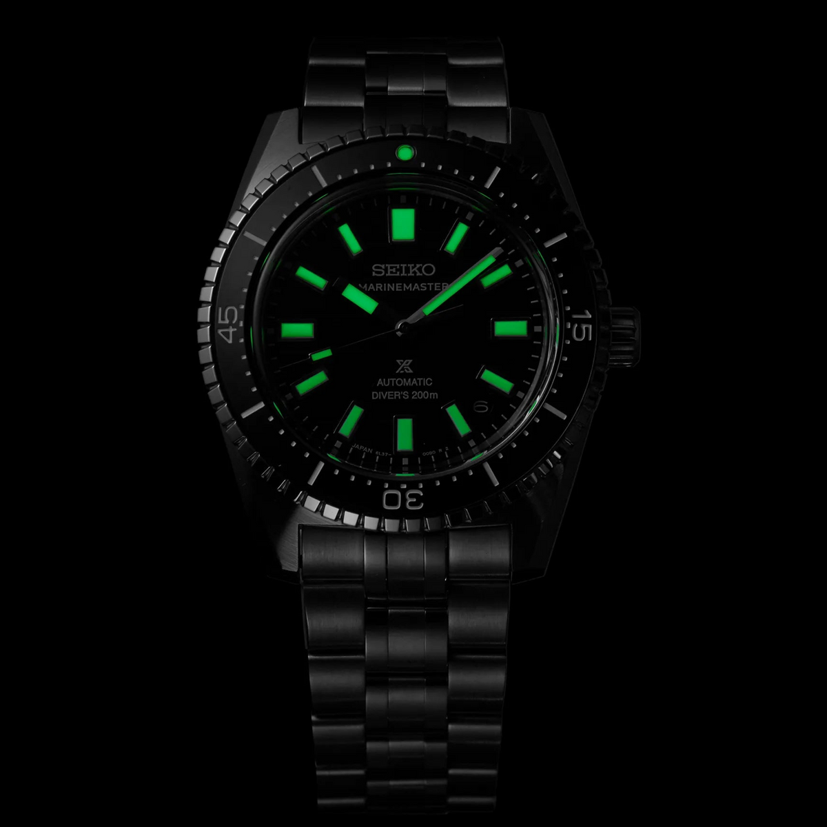 Seiko Prospex Marinemaster 1965 Heritage Diver’s Modern Re-interpretation Black 39.5mm SJE101 luminous