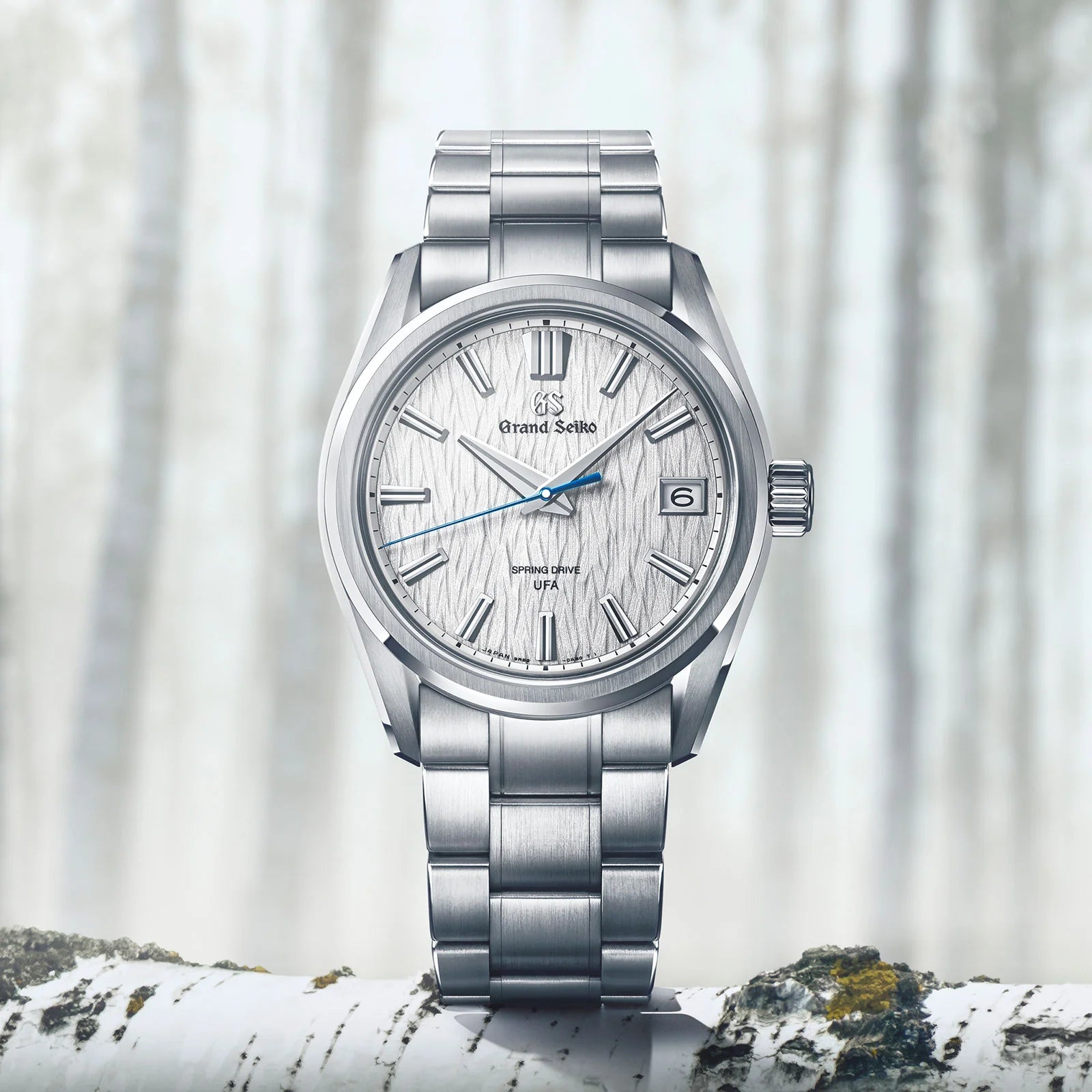 Front View of Grand Seiko Evolution 9 Collection Spring Drive U.F.A. 'White Birch' SLGB009
