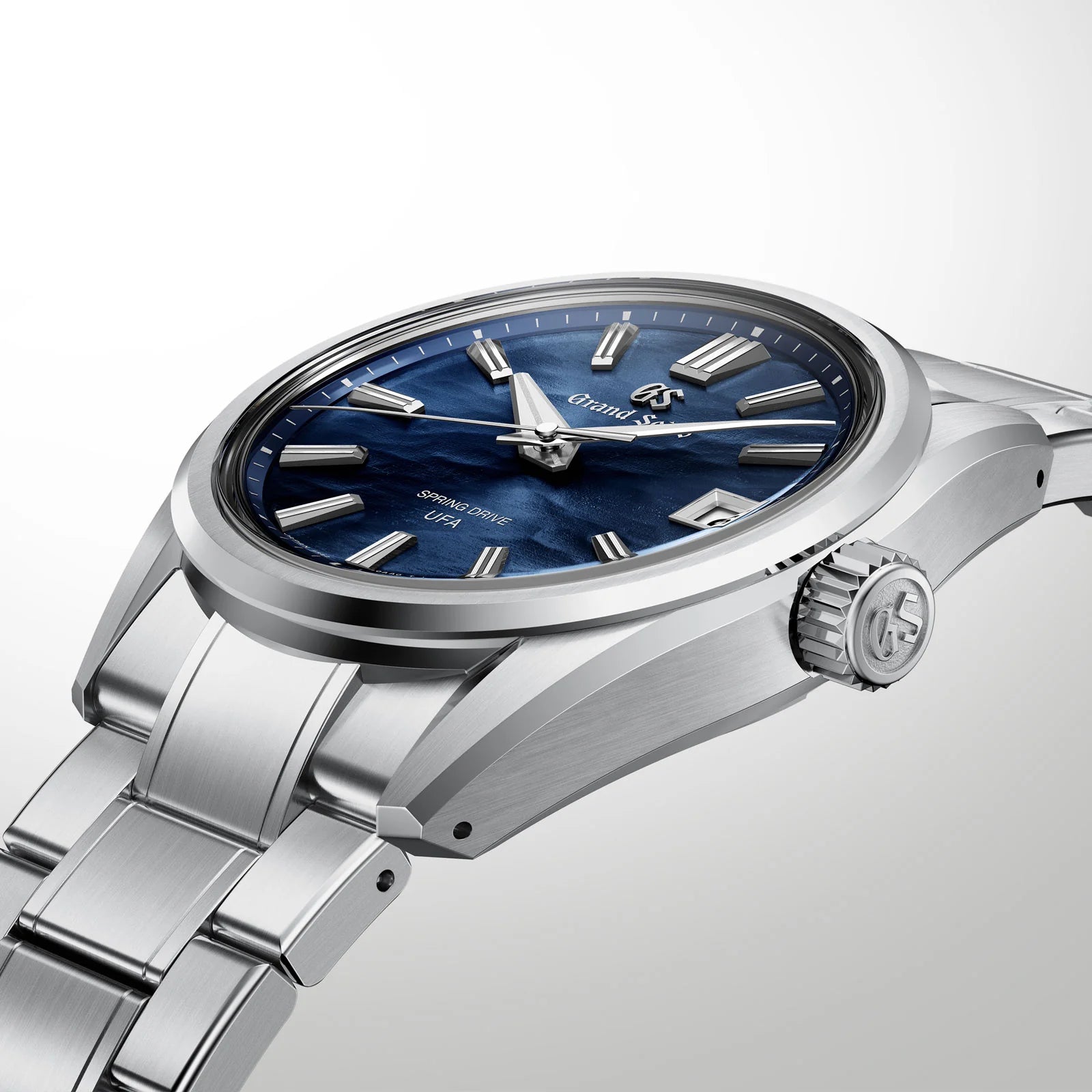 Front Close View of Grand Seiko Evolution 9 Collection Spring Drive U.F.A. 'Lake Suwa' 37mm SLGB015