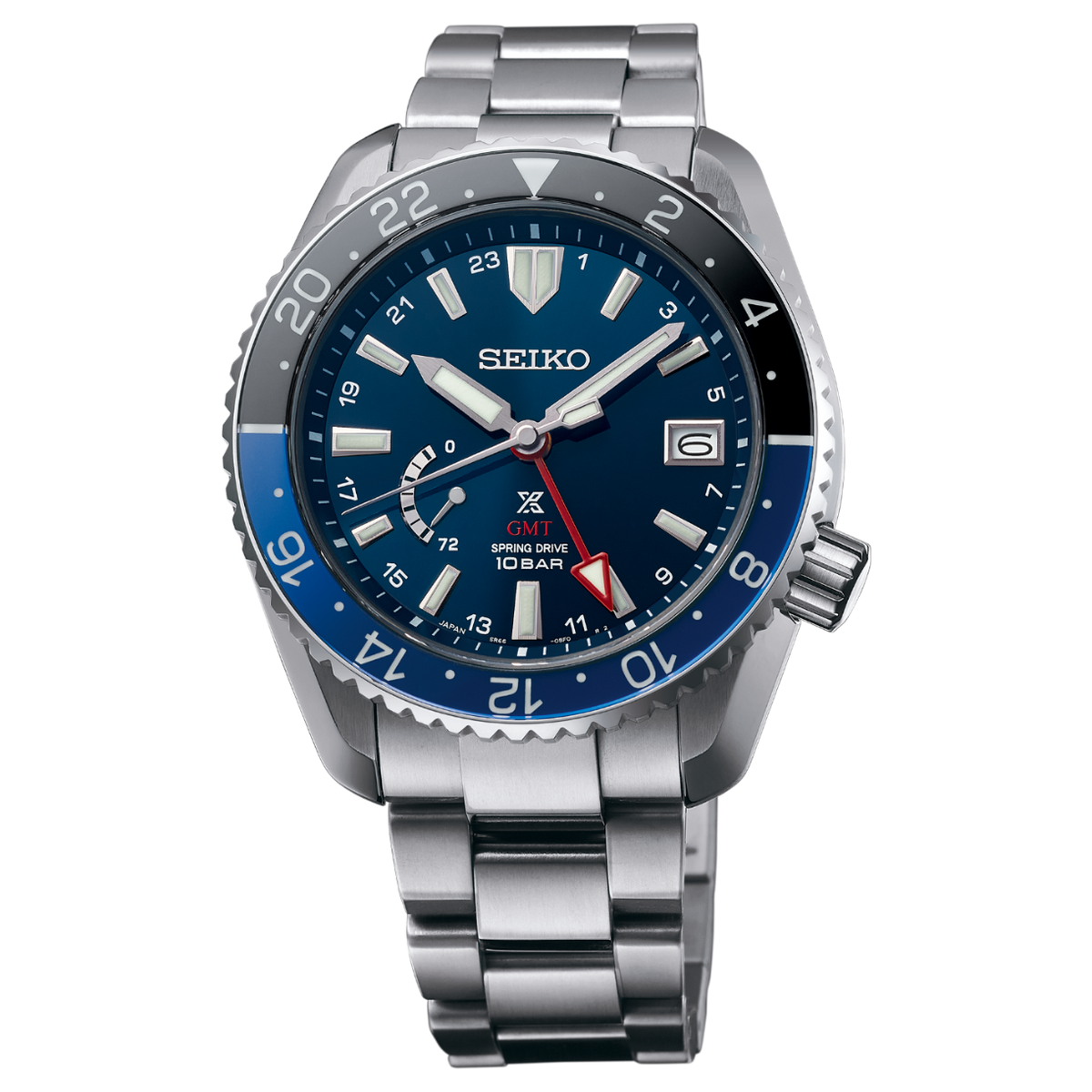 Seiko Prospex LX Spring Drive GMT Deep Blue 44mm SNR033 front view