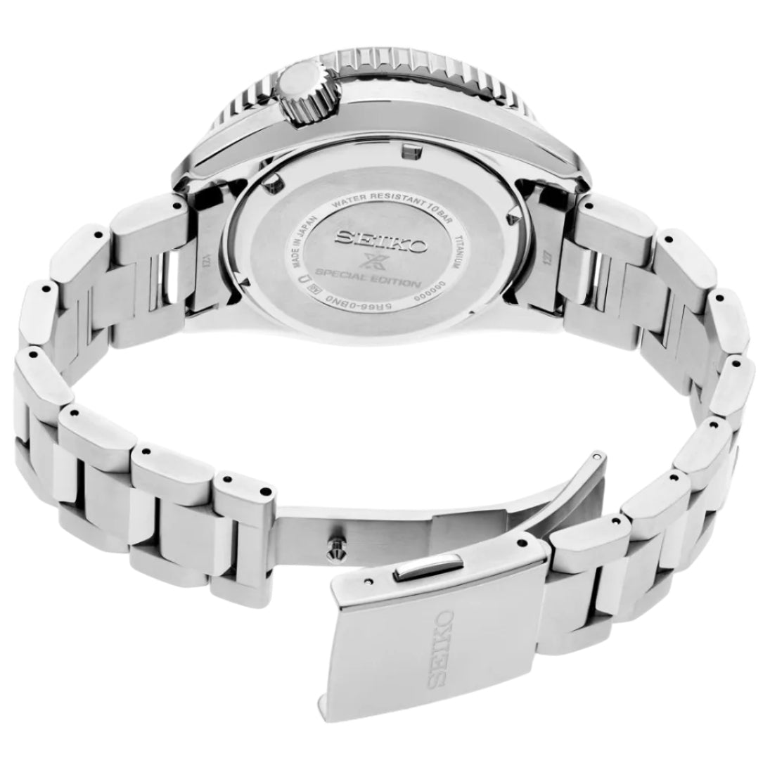 Seiko Prospex LX Spring Drive GMT U.S. Special Edition Lunar Gray 44mm SNR051 back side view