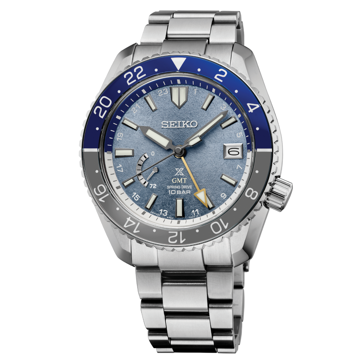 Seiko Prospex LX Spring Drive GMT U.S. Special Edition Gray Blue 'Earth' 44mm SNR055 front view