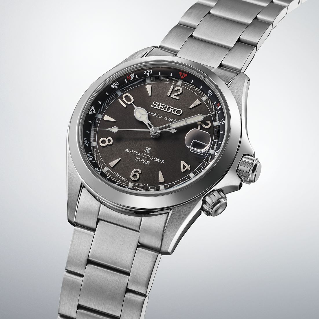 Side view of Seiko Prospex Alpinist Black Dial SPB505