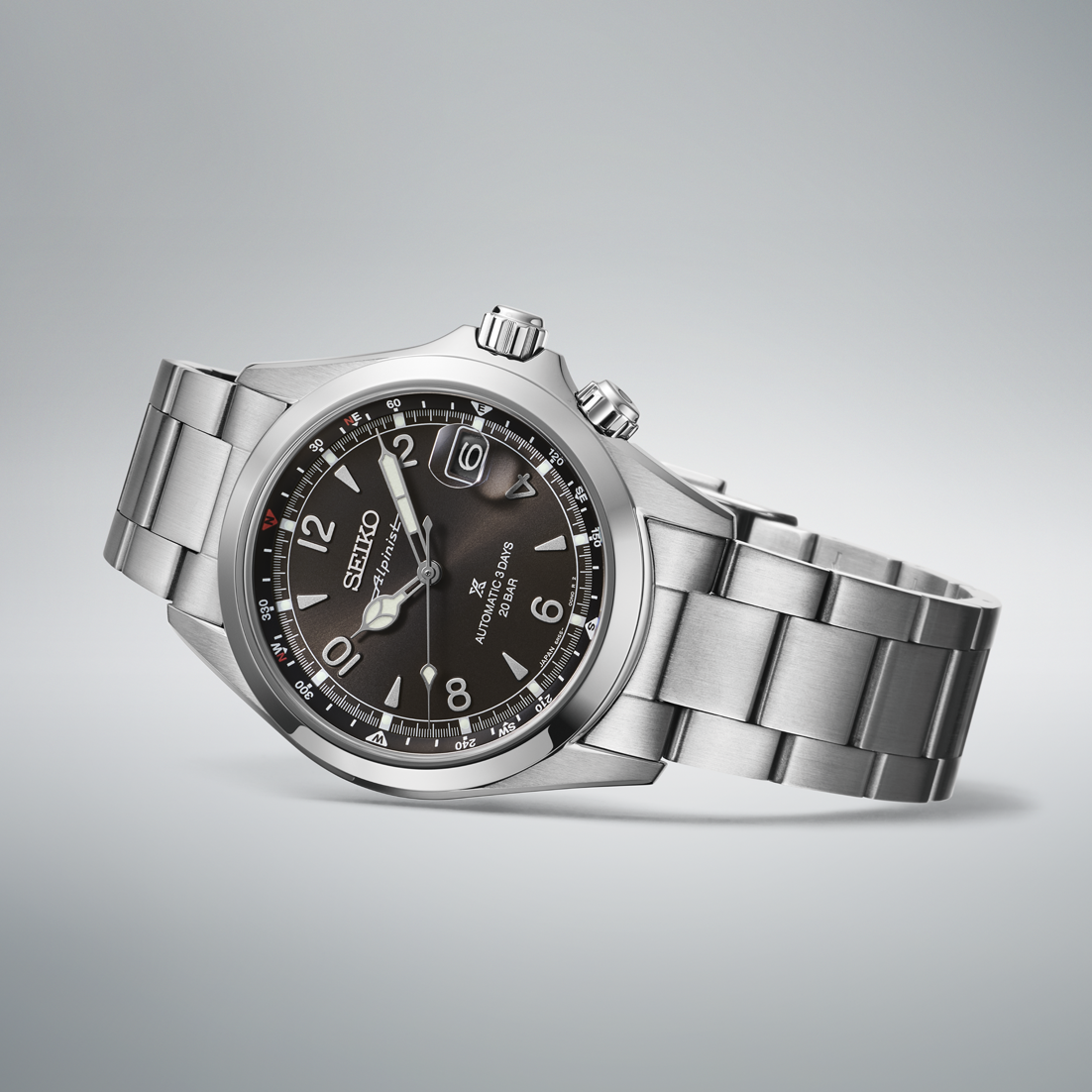 Side view of Seiko Prospex Alpinist Black Dial SPB505