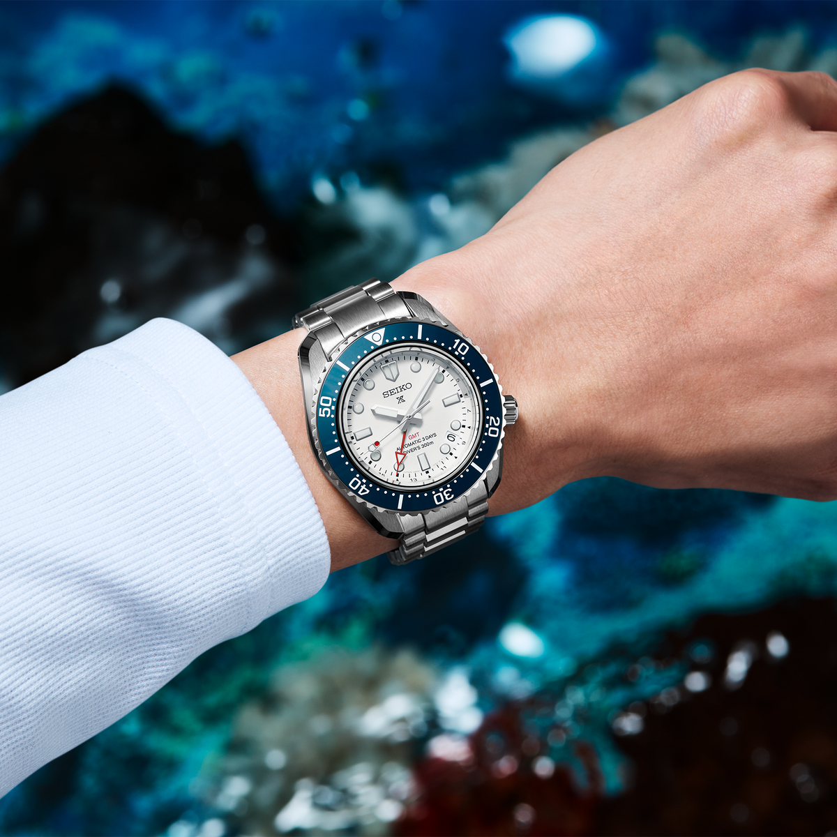 Seiko Prospex 1968 Heritage Diver's GMT 42mm Watch SPB519 Model Wrist Shot