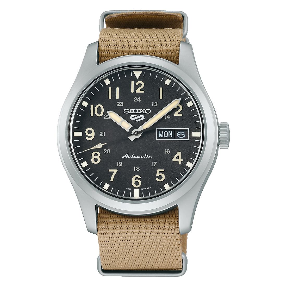 Seiko 5 Sports automatic tan strap watch