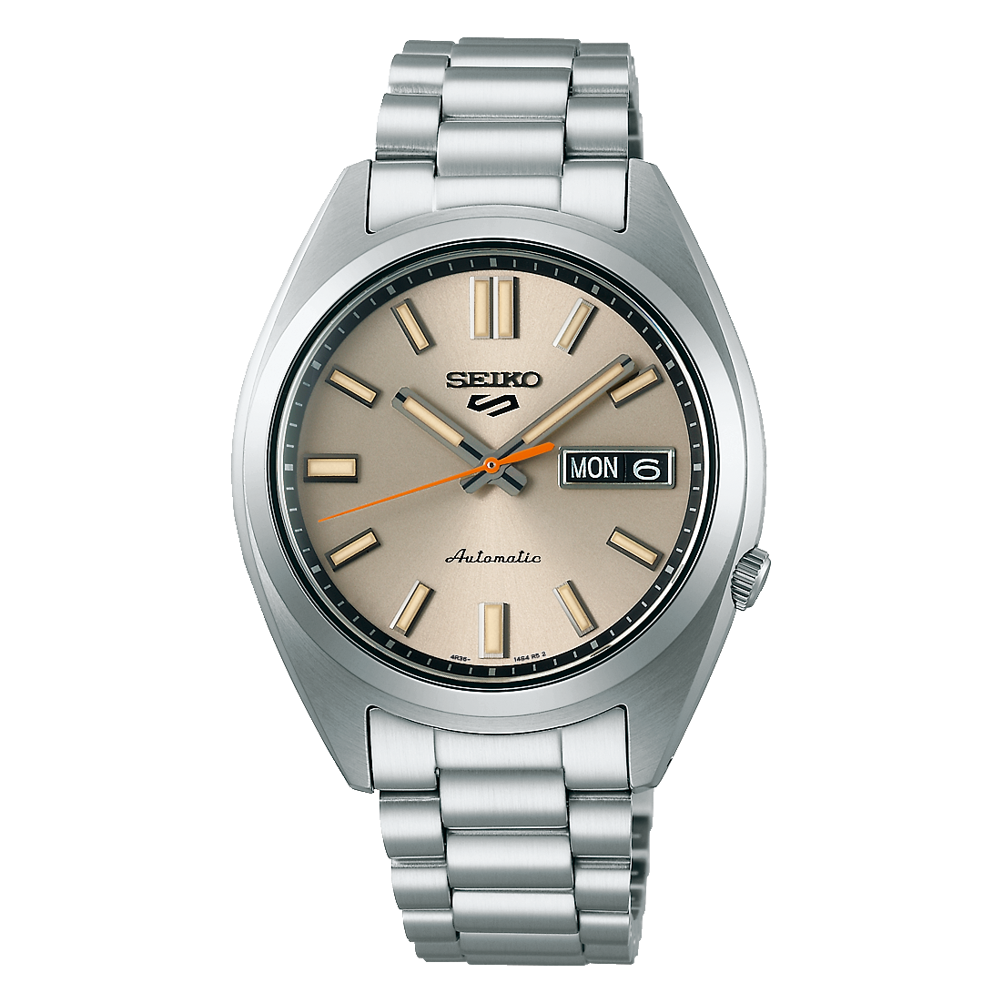Seiko 5 Sports champagne dial steel watch