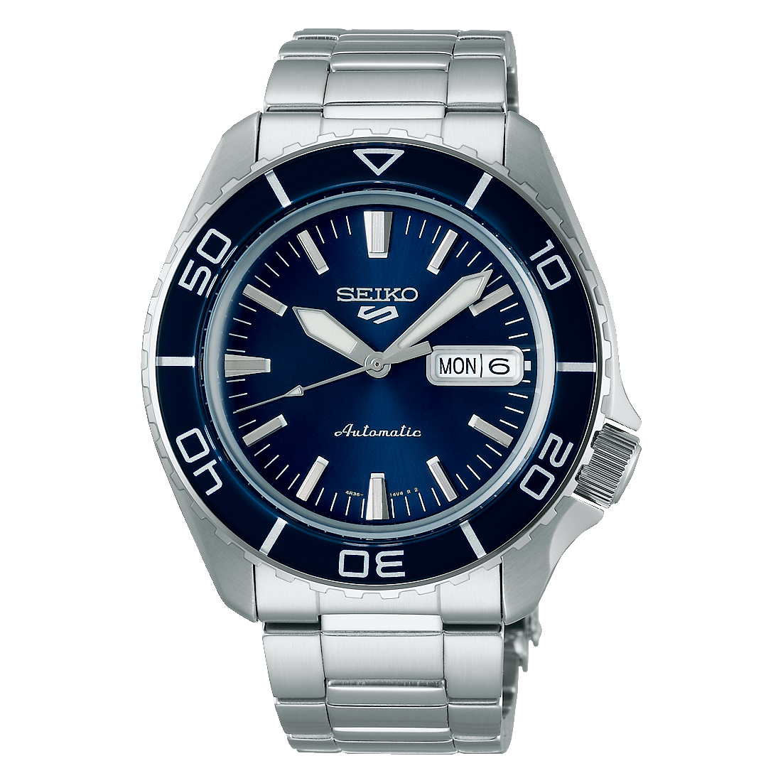 Seiko 5 Sports blue dial steel watch