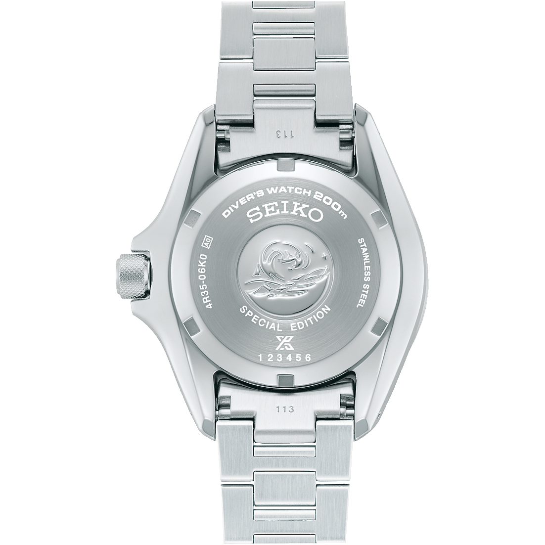 Back view of Seiko Prospex Sea Diver 200m PADI Special Edition SRPL53