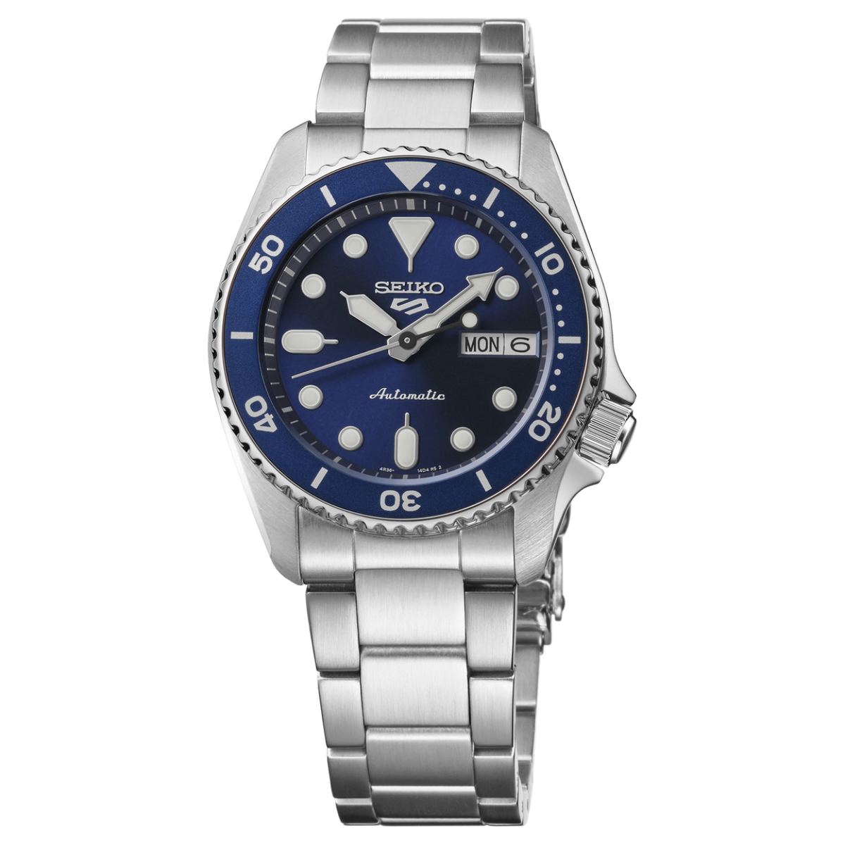 Seiko 5 Sports SKX Mid-Size Blue 38mm SRPL77 Front View