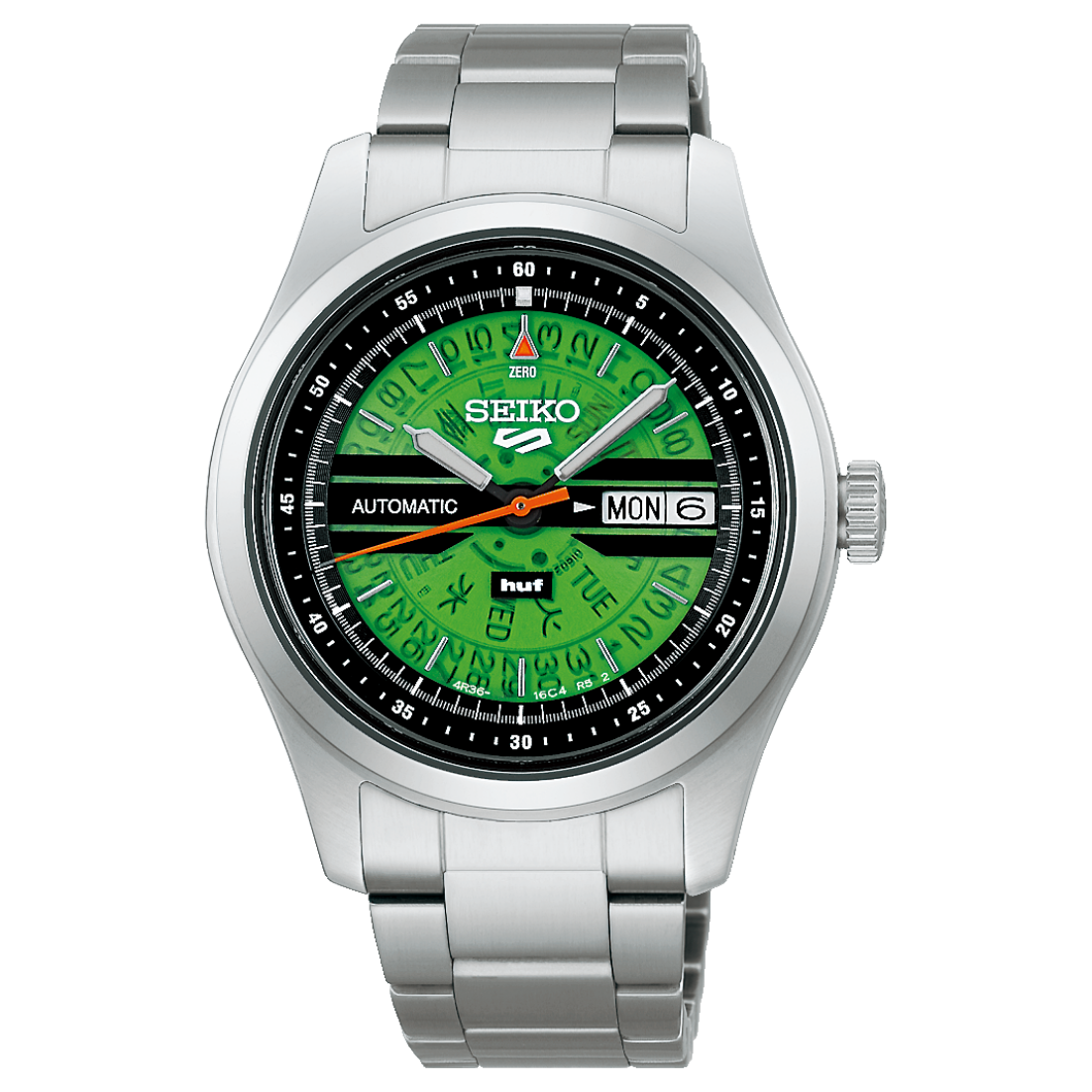 Seiko 5 Sports HUF Limited Edition 'HUF Green' 39mm SRPM09 Front View
