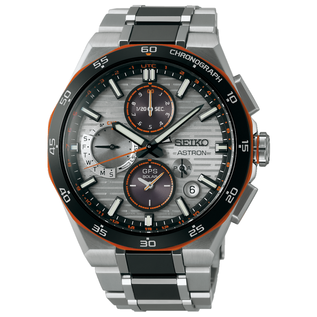 Seiko Astron GPS Solar Dual-Time Chronograph Limited Edition 43mm SSH183 Front View