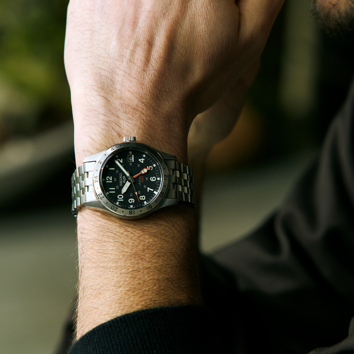 Seiko 5 Sports Field Automatic GMT Black 39mm SSK023 Model Wrist Shot