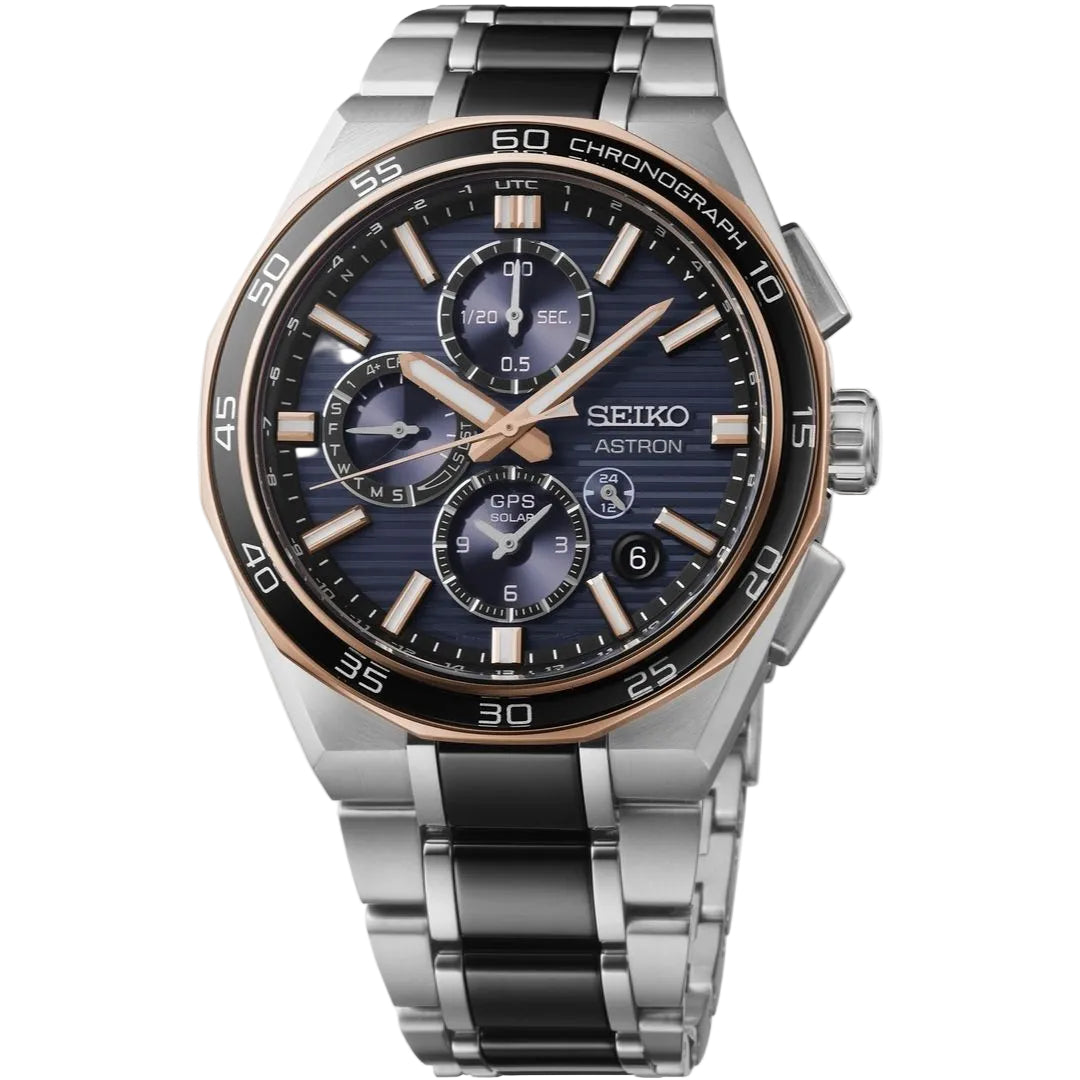 Seiko Astron GPS Solar Dual-Time Chronograph Limited Edition 44mm SSH180 Front View