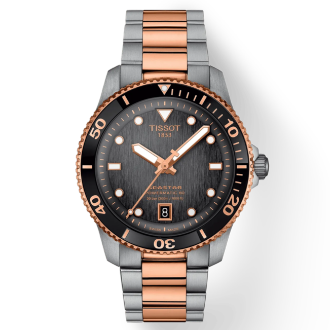 Tissot Seastar 1000 Powermatic 80 40mm Rose Gold PVD Grey Dial – C&C