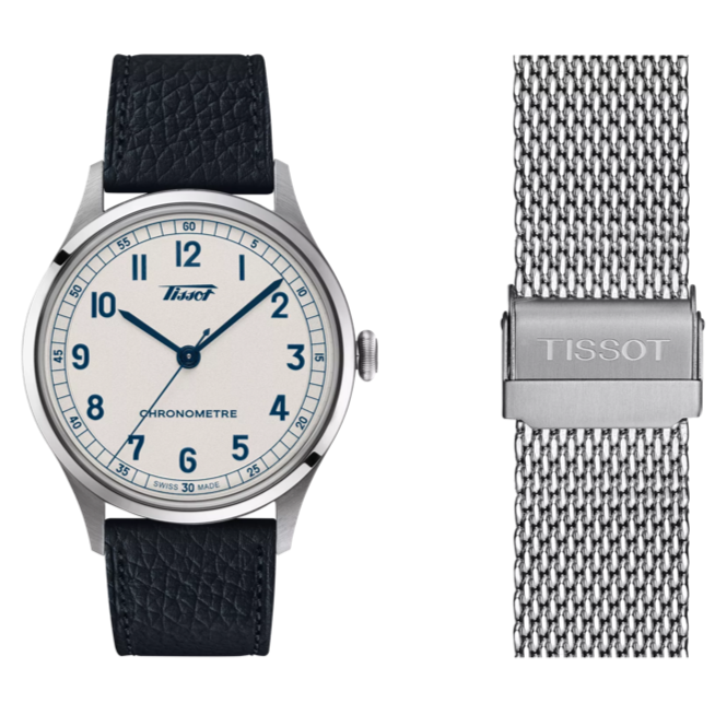 TISSOT HERITAGE 1938 AUTOMATIC COSC 39MM Silver dial leather strap and stainless steel bracelet