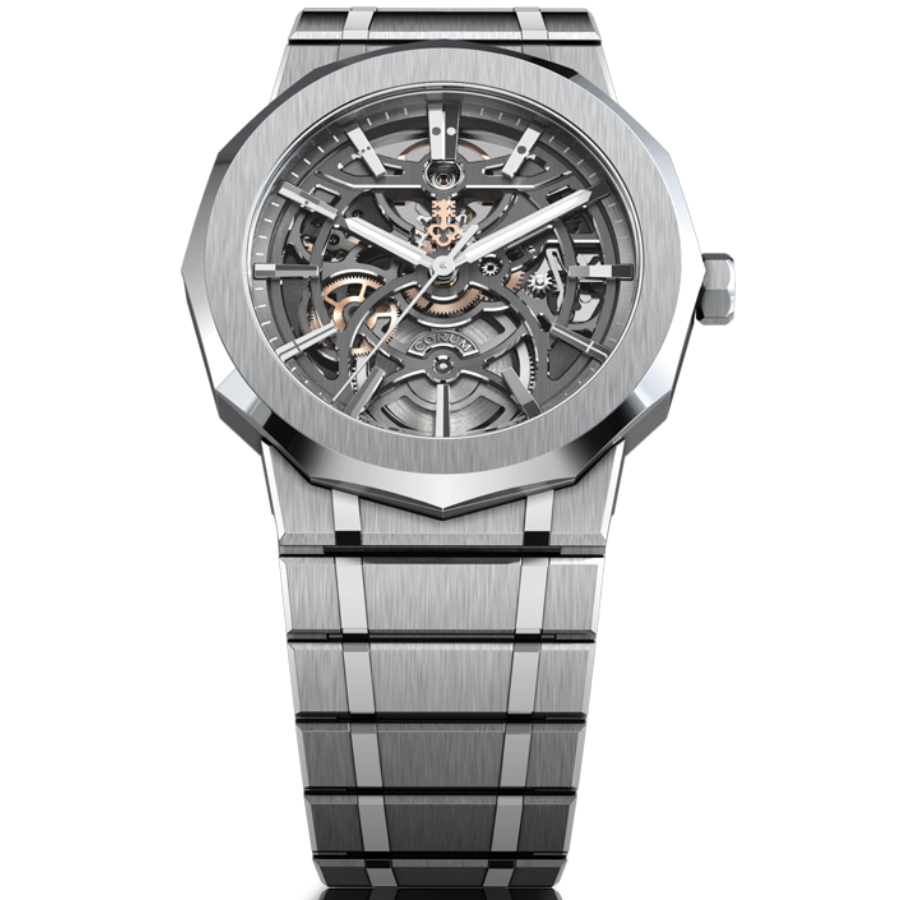 Front view of watch Corum Admiral 39mm Automatic Titanium Skeleton A39.232.TZ0.1G