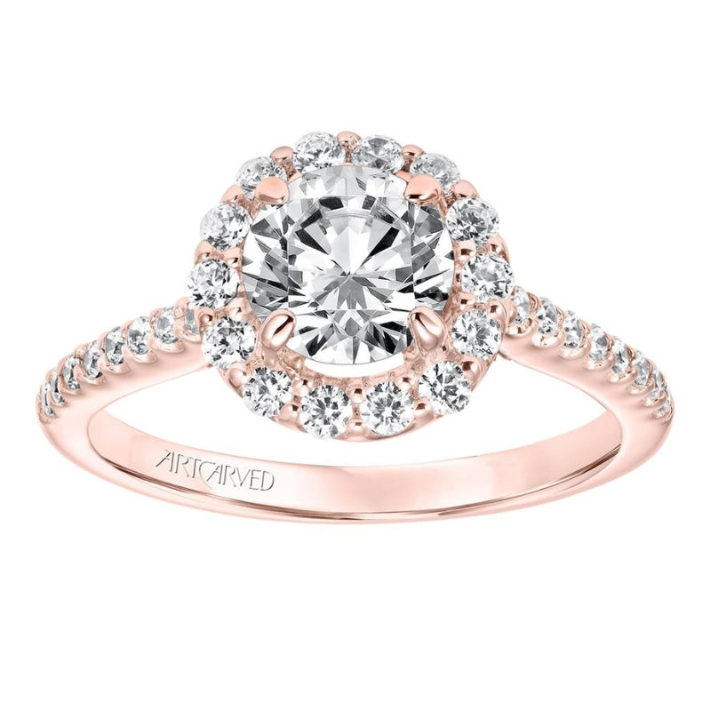 Front View Of Classic Halo Engagement Ring.