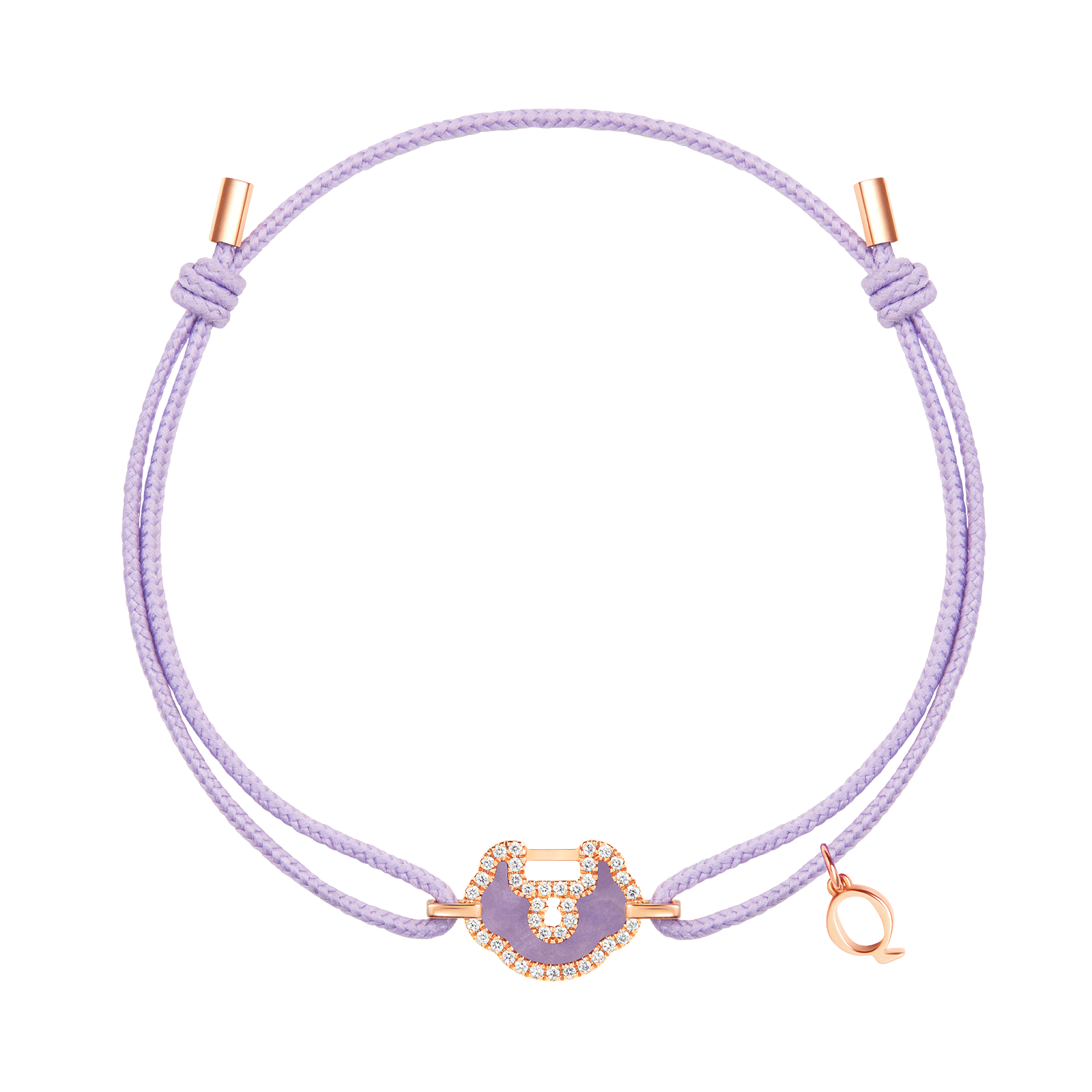 Main View of Qeelin Yu Yi Small Purple Jade with Diamond Cord Bracelet YLC40ABRGPJ