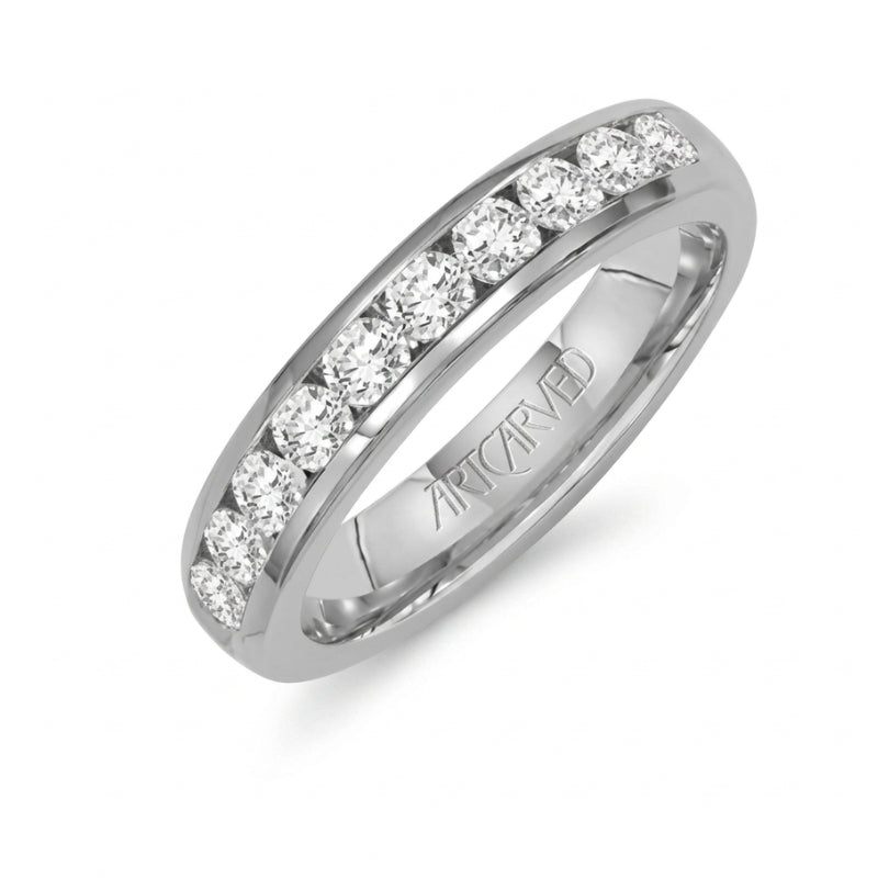 Tilted View OF Contemporary Diamond Anniversary Band.