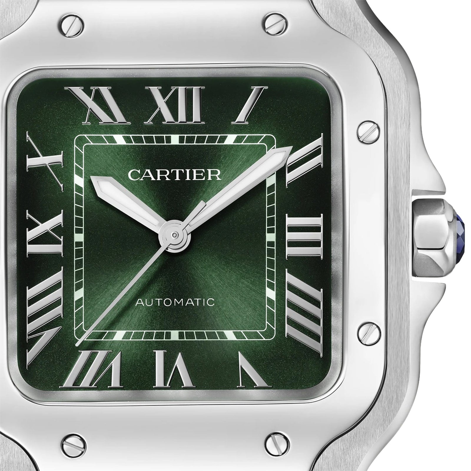 Dial View of Santos de Cartier Green Medium Model Watch