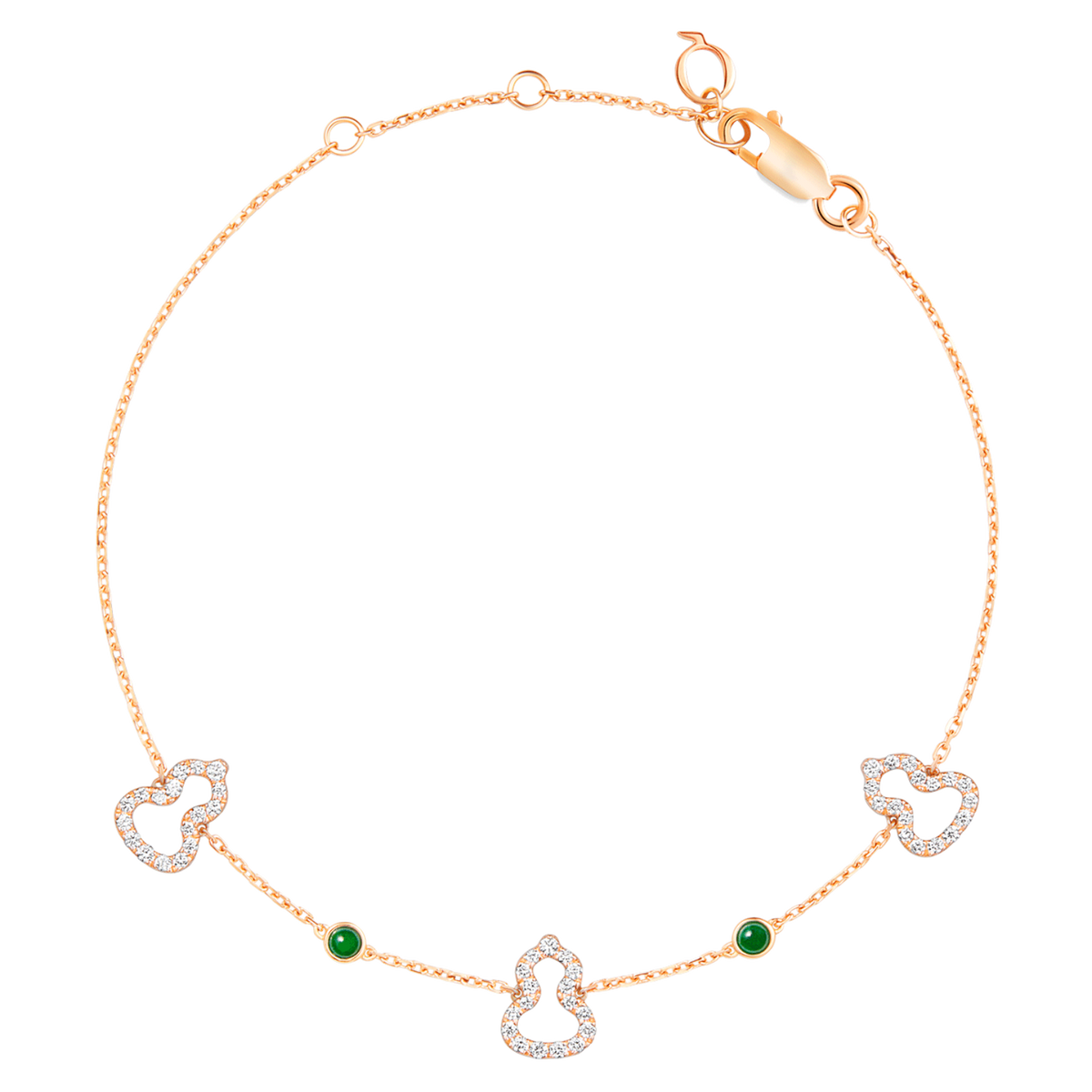 Wulu Mini Bracelet in 18K Rose Gold Set with Jade and Diamonds WUB07MARGJE product shot