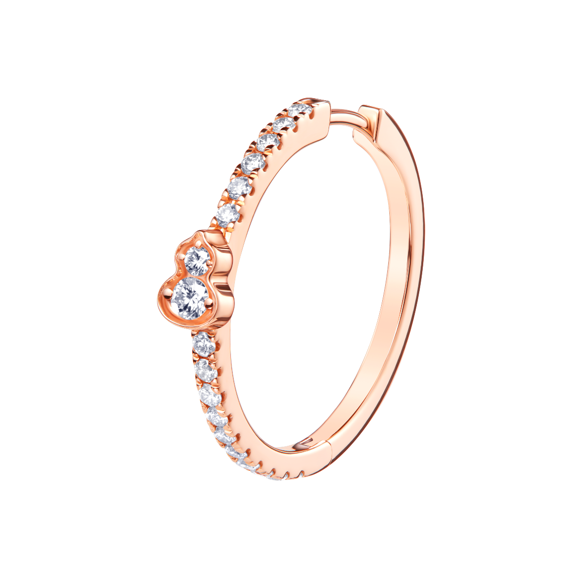 Wulu mini hoop earring in 18K rose gold set with diamonds