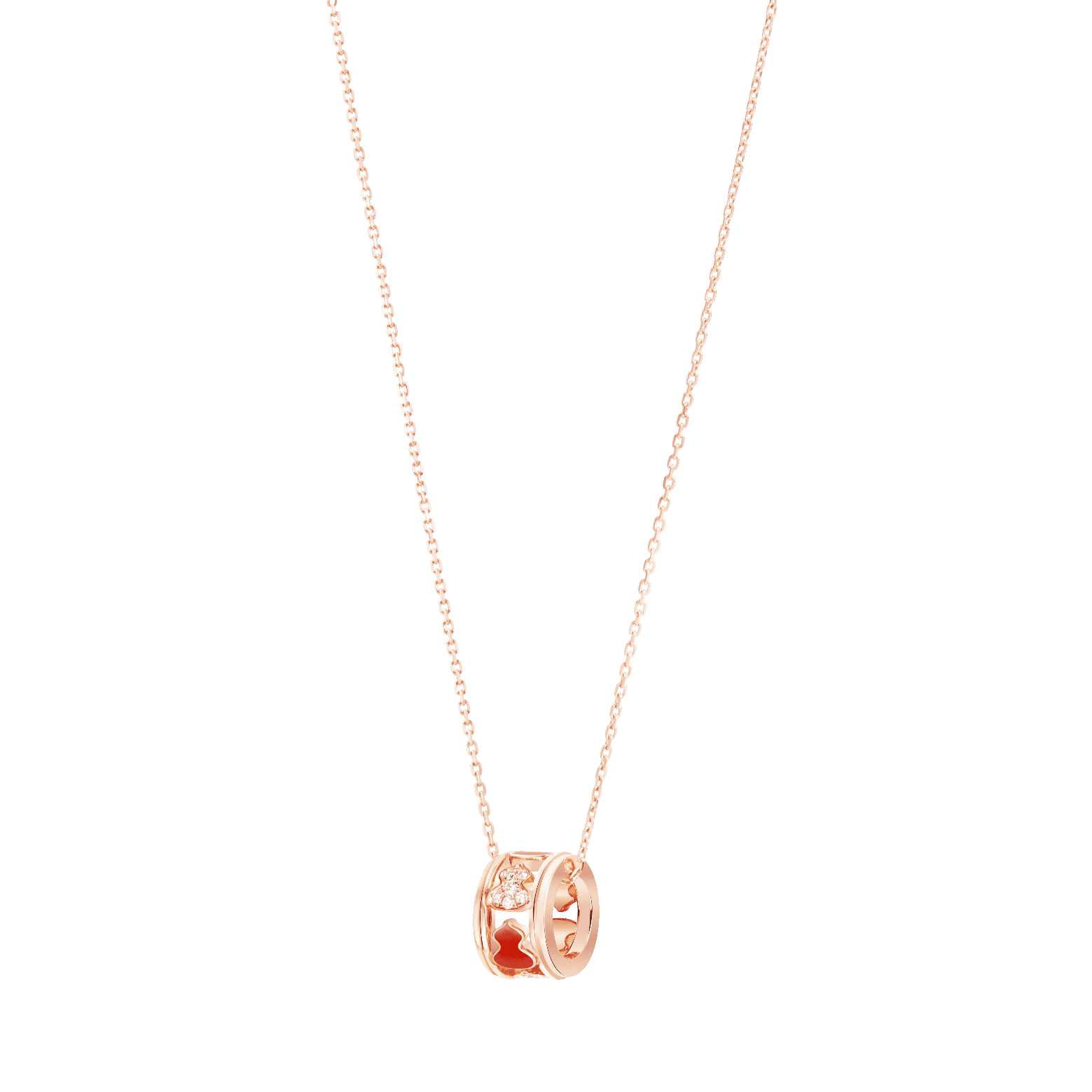 Wulu Eternity small necklace in 18K rose gold and red HyCeram® set with diamonds