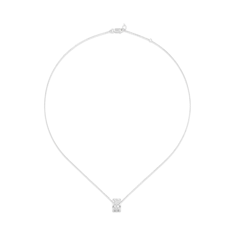 Small Wulu necklace in 18K white gold with diamonds