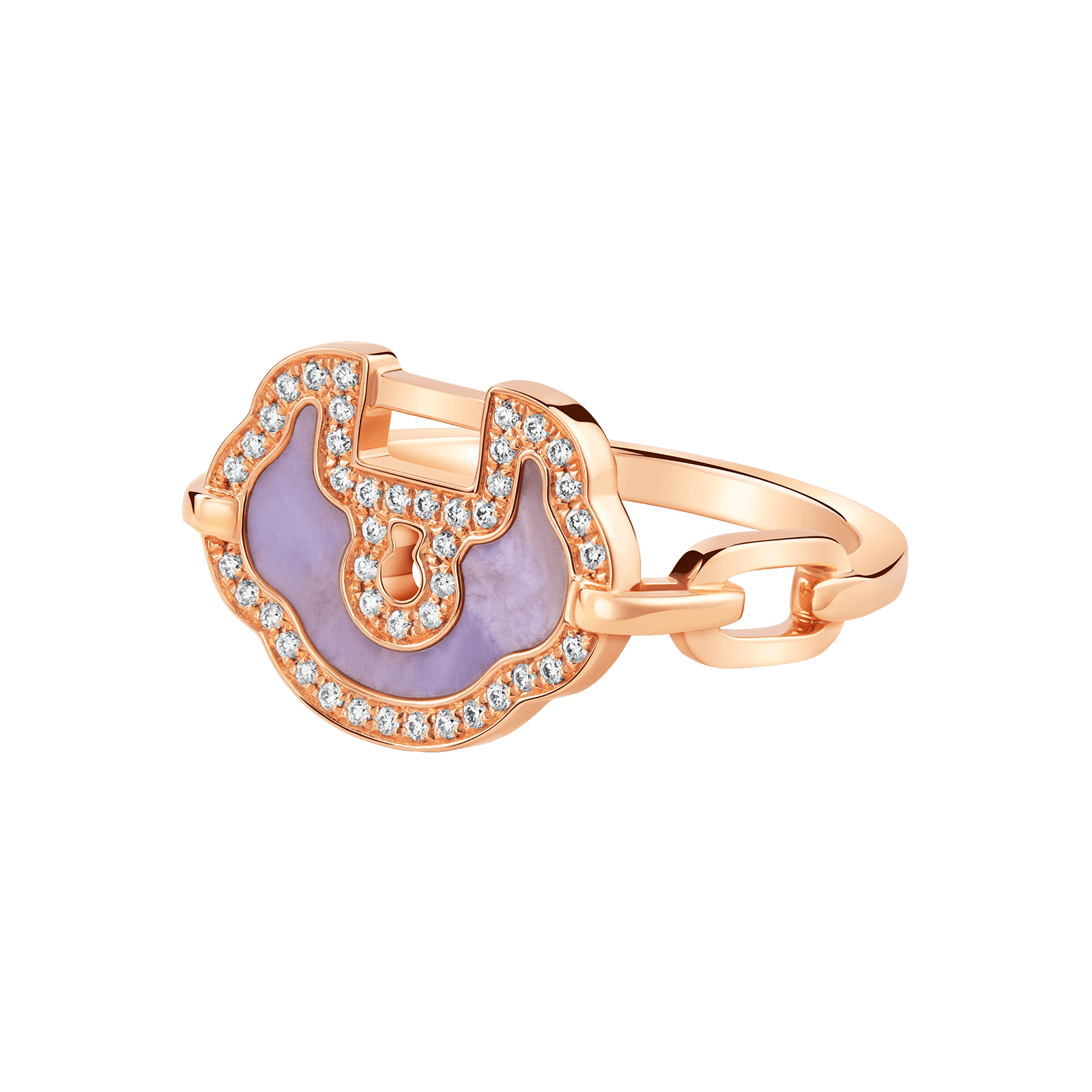 Yu Yi ring in 18K rose gold set with jade and diamonds