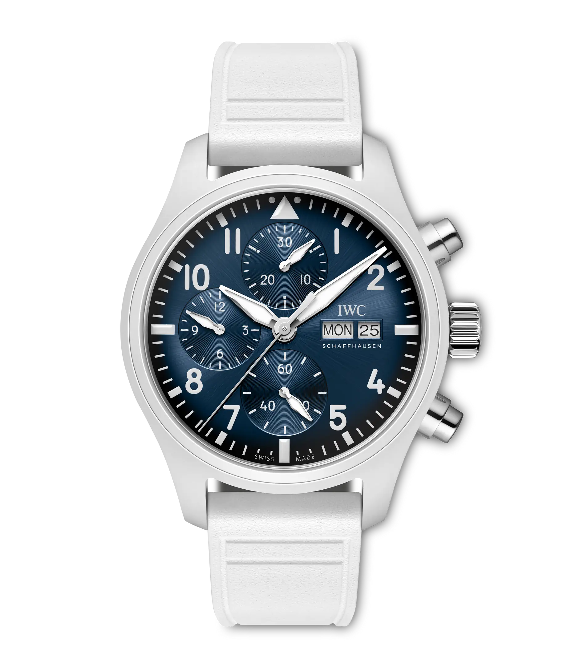 Front View Of IWC Pilot's Chronograph 41 Le Petit Prince Watch.