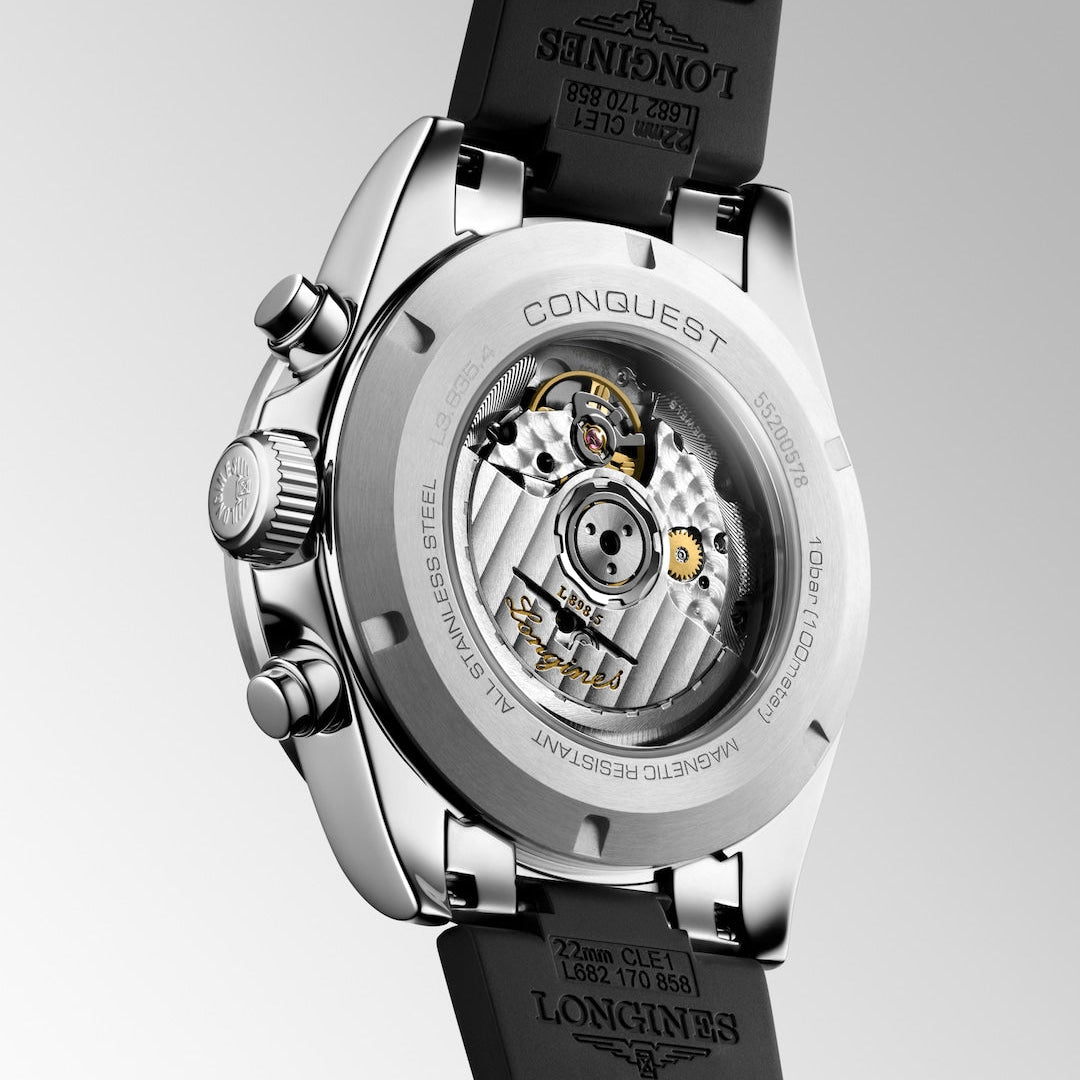 Longines Conquest Chronograph Sunray Brown 42mm L38354329 Caseback Angle