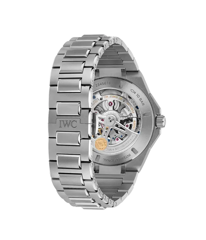 Back View IWC Ingenieur Perpetual Calendar 41 Watch With Strap.