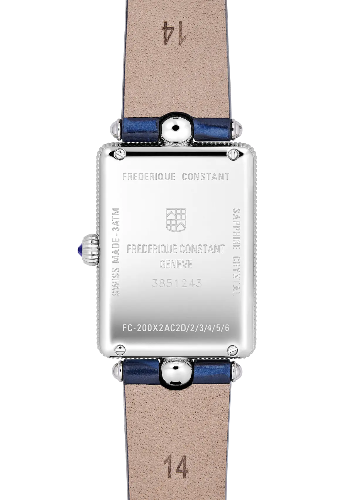 Frederique Constant Classics Art Deco Carree White Mother of Pearl 28mm FC0200MPW2AC2D6 caseback view