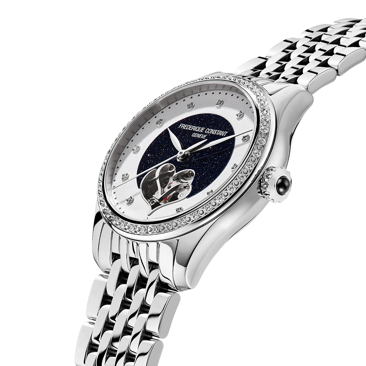 Frederique Constant Classics Ladies Double Heart Beat Blue Aventurine 36mm FC313AVD3BD6B side view
