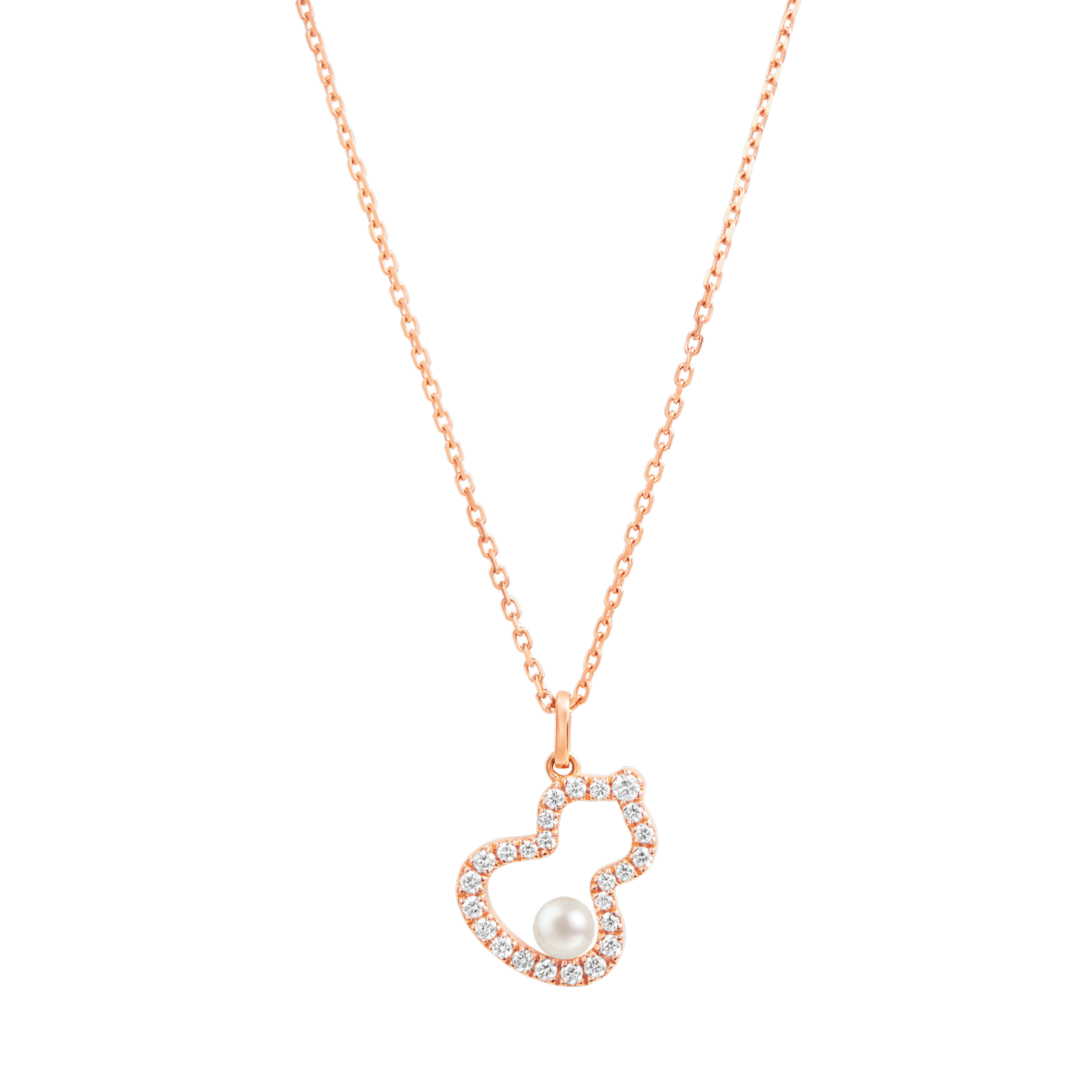 WUN40HNRGKP | Qeelin Petite Wulu Necklace Akoya Pearl 18k Rose