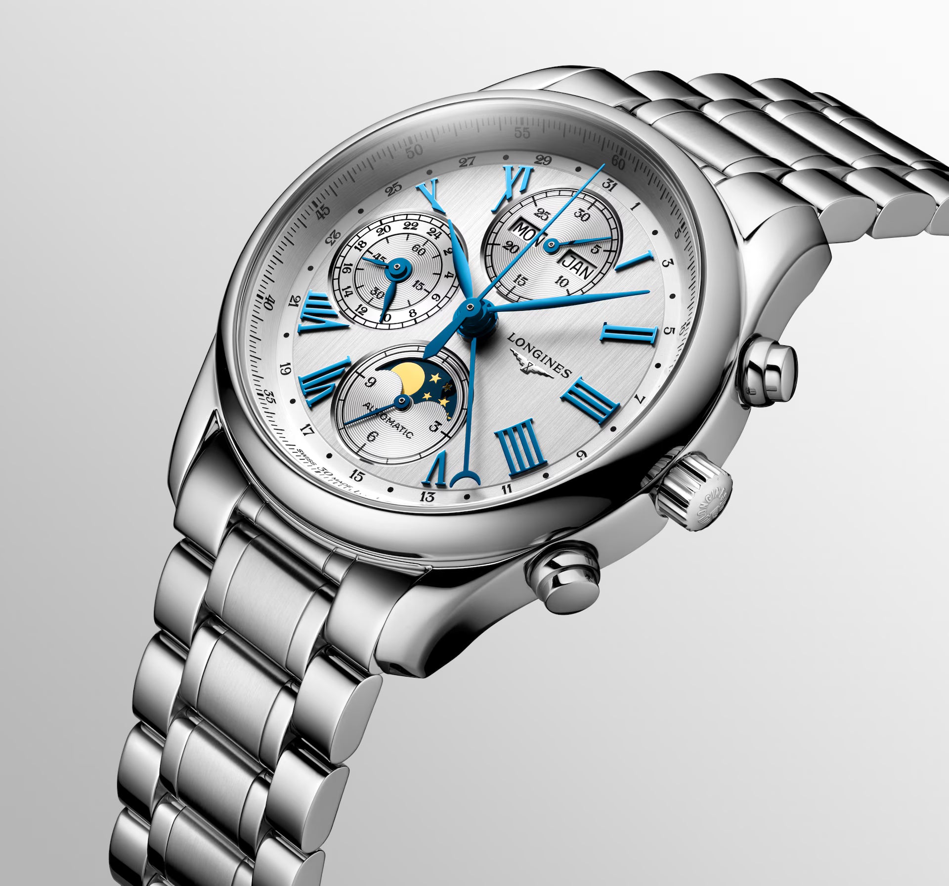 Front Right View of Longines Master Collection Chrono Moonphase 40mm L26734716
