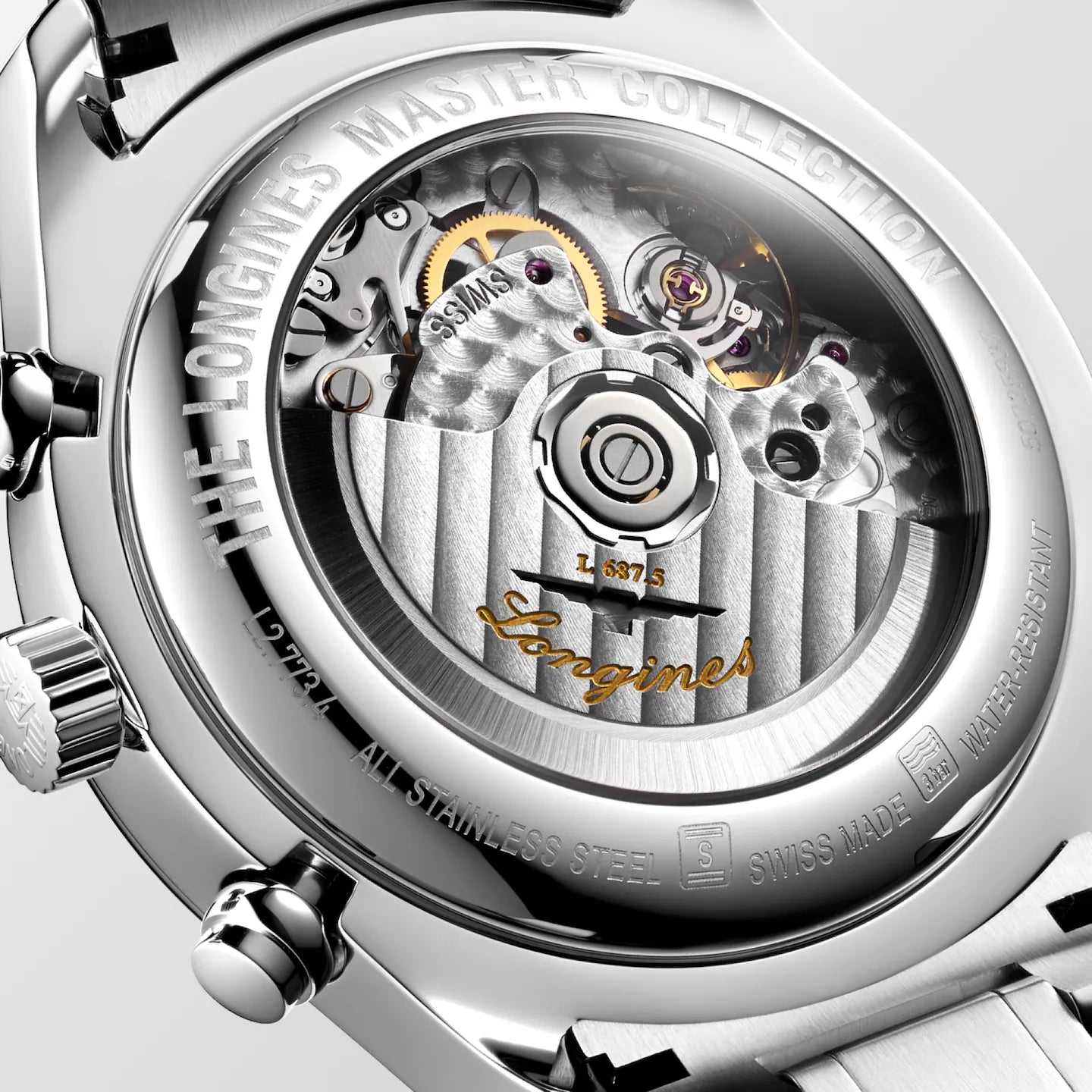 Close Back View of Longines Master Collection Chrono Moonphase 42mm L26734716