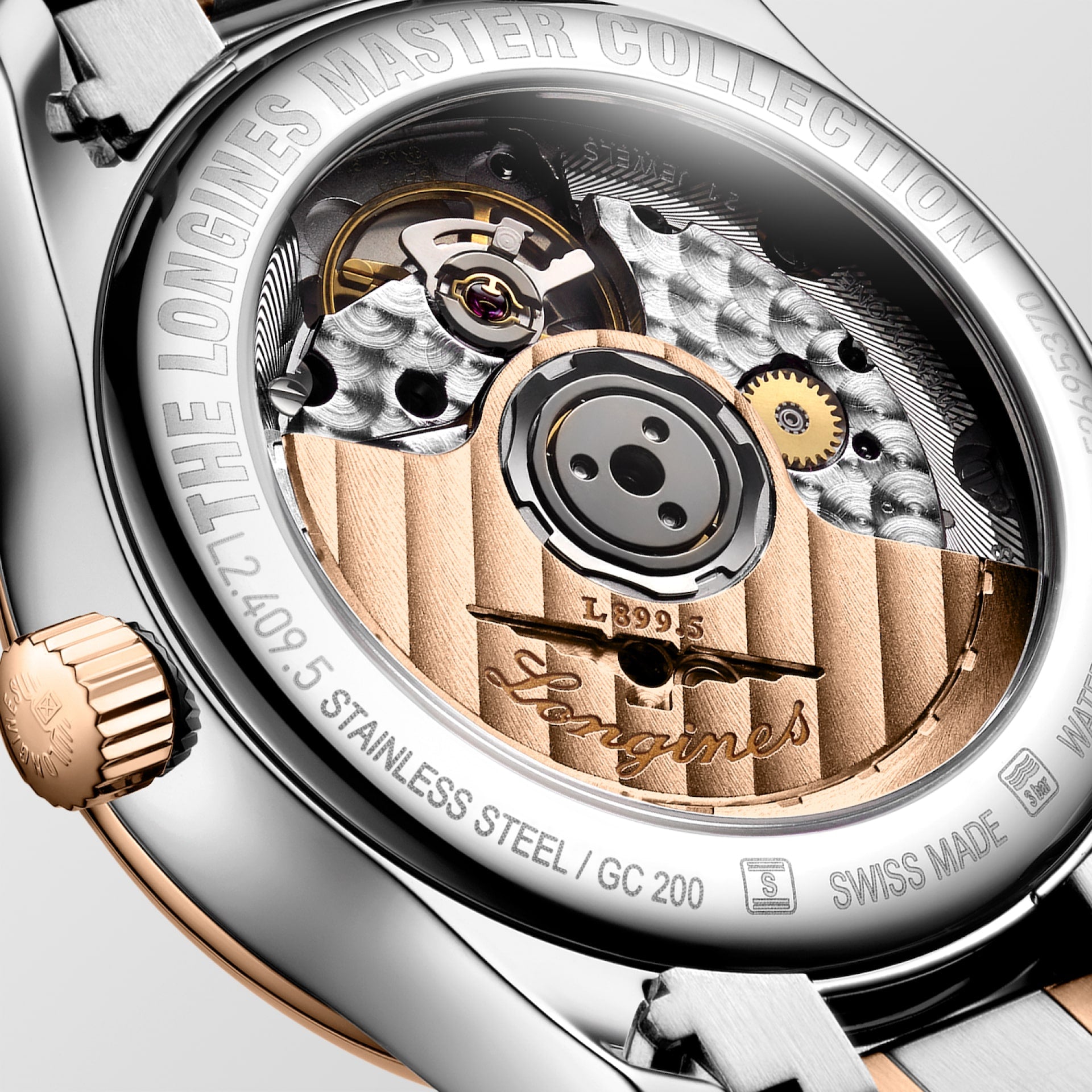 Back View of Longines Master Collection Mother of Pearl Moon Phase 34mm