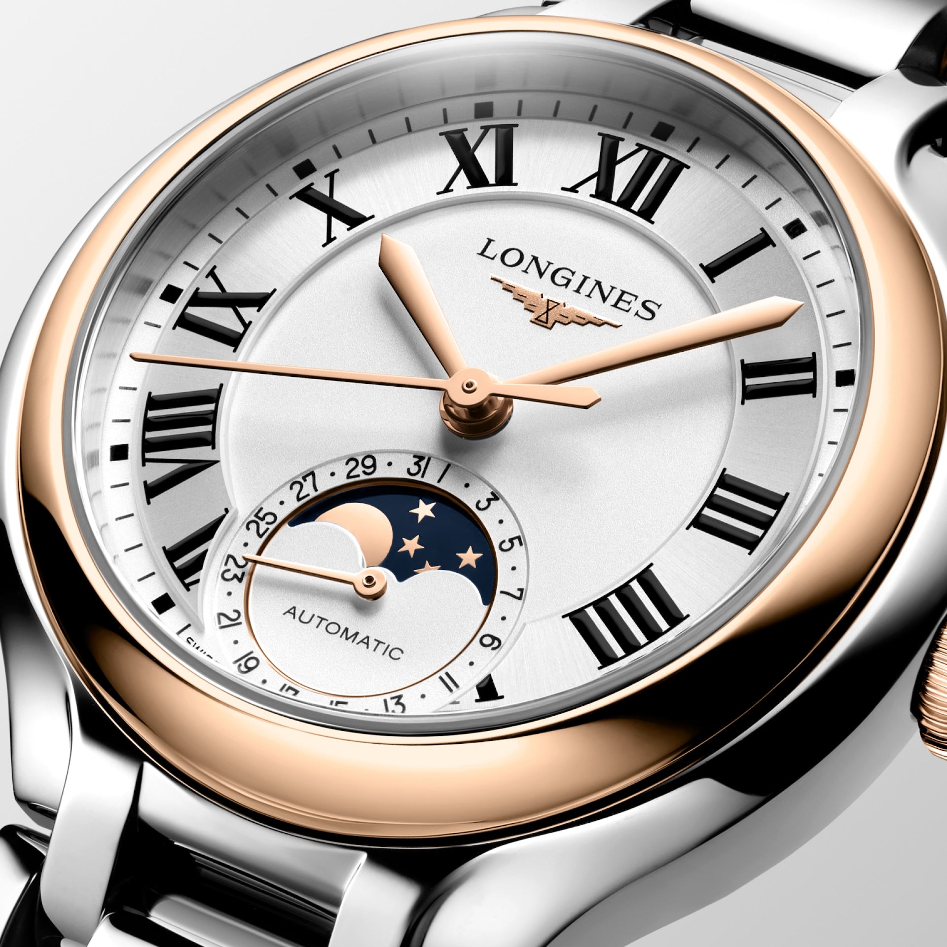 PrimaLuna Stainless Steel Moon Phase Diamonds 34mm L81265717