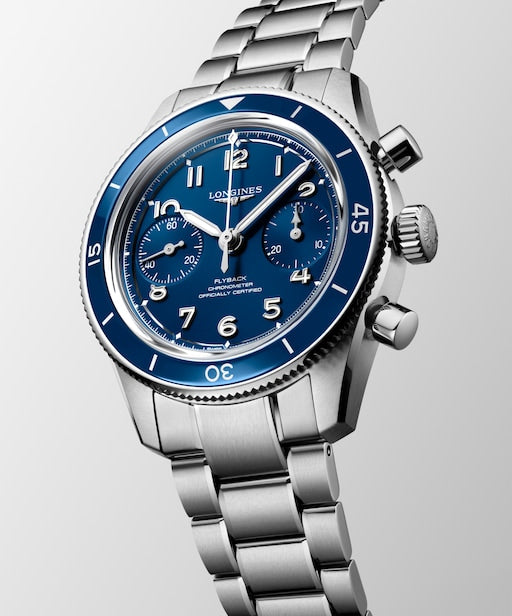 LONGINES SPIRIT PILOT FLYBACK- L3.721.4.93.6
Manual winding watch, 39.50 mm, Stainless steel and ceramic bezel