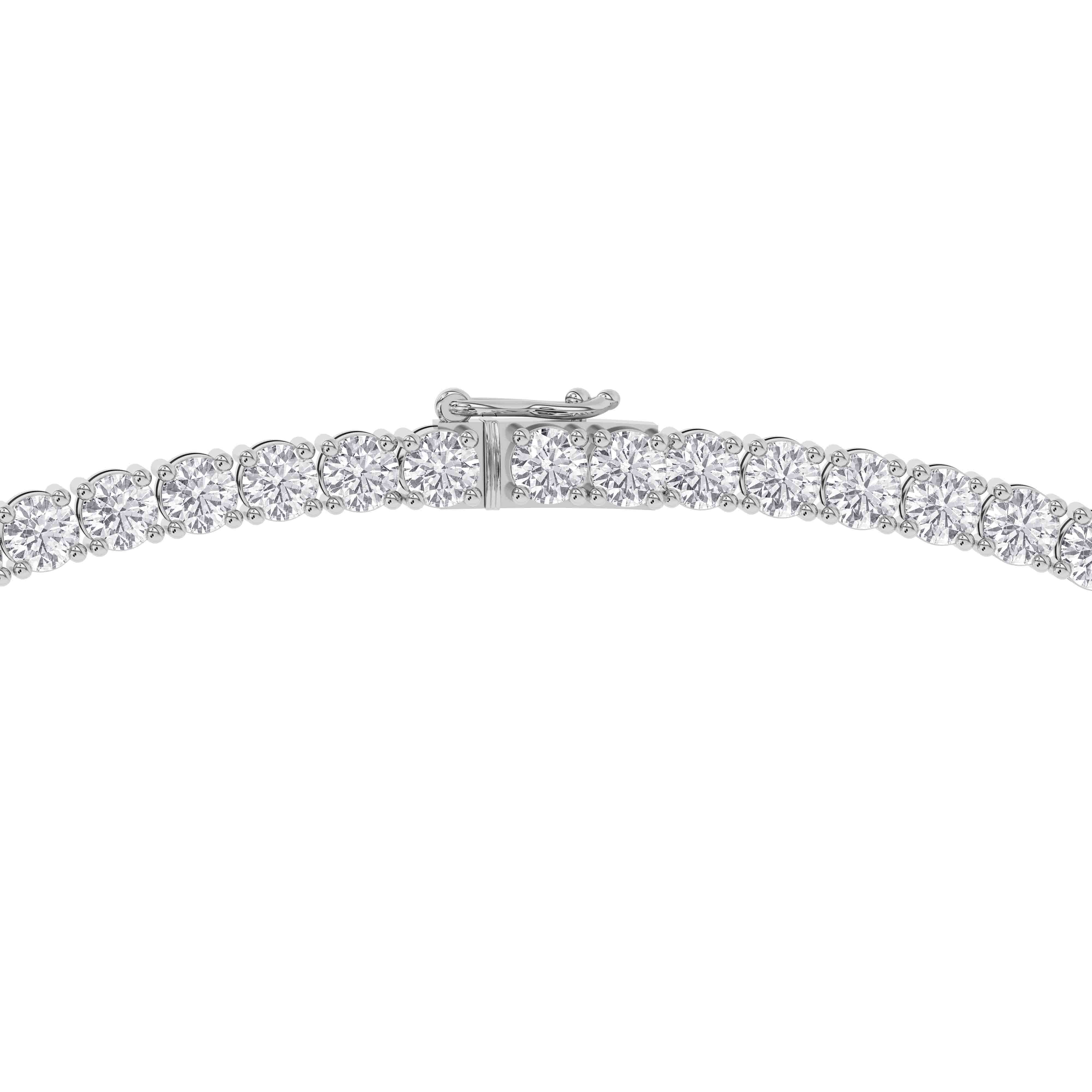 Clasp View of 4 Prong Round Diamond Tennis Necklace